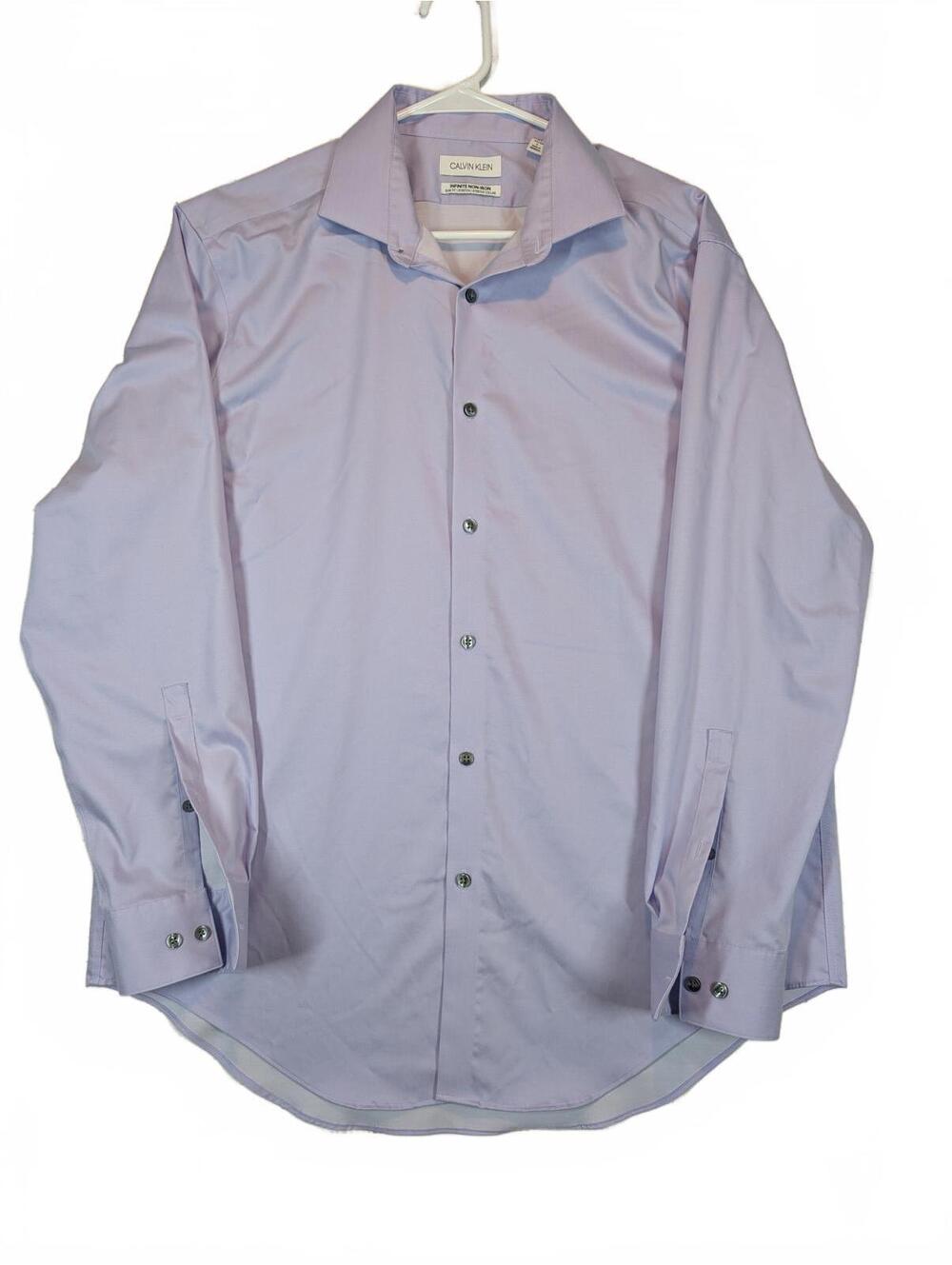 Calvin Klein Infinite Non-Iron Lavender Slim Fit Dress Shirt Mens 16.5 32/33